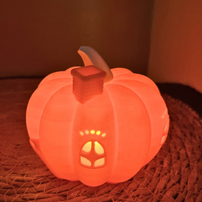 Herbstdeko Kürbis-Set – 2x 3D-Kürbis mit LED-Effekt – Handmade Deko für Halloween & Wohnzimmer