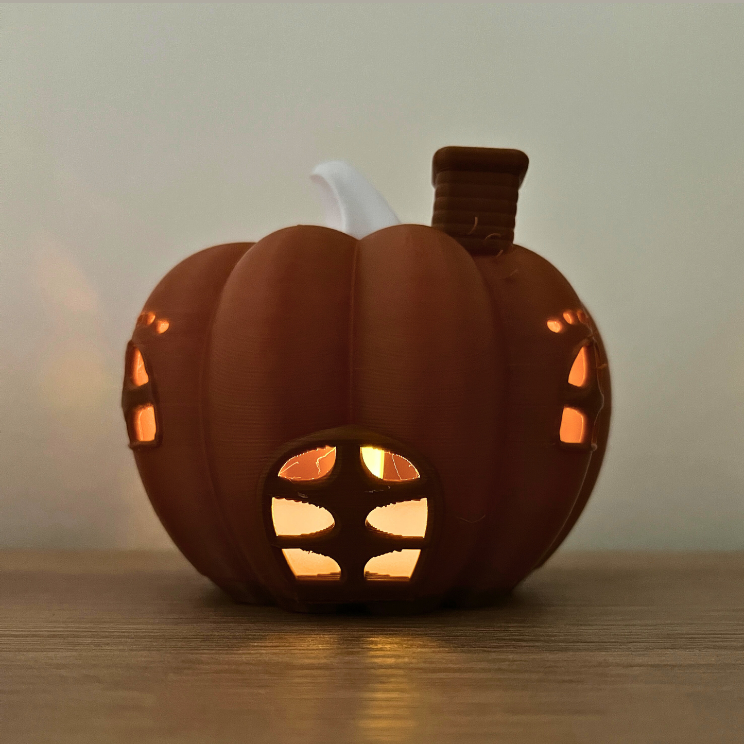 Herbstdeko Kürbis-Set – 2x 3D-Kürbis mit LED-Effekt – Handmade Deko für Halloween & Wohnzimmer