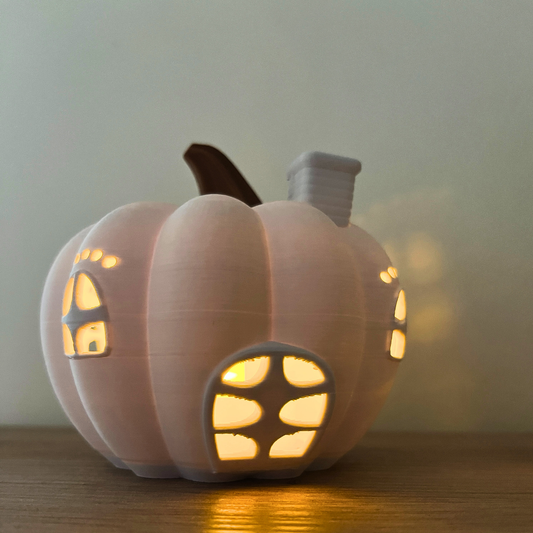 Herbstdeko Kürbis-Set – 2x 3D-Kürbis mit LED-Effekt – Handmade Deko für Halloween & Wohnzimmer