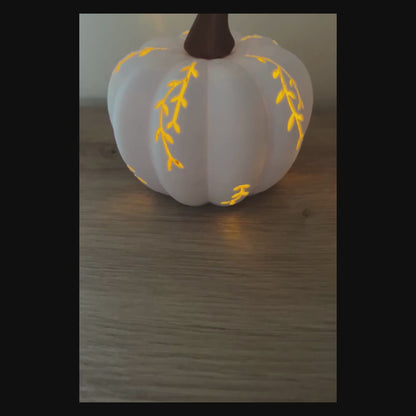 Herbstdeko Kürbis-Set – 2x 3D-Kürbis mit LED-Effekt – Handmade Deko für Halloween & Wohnzimmer